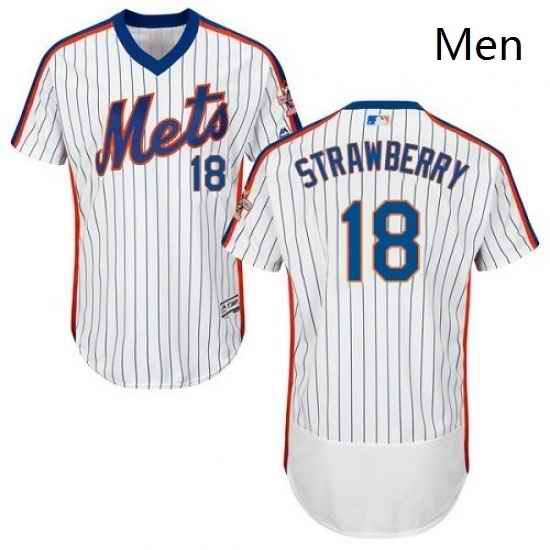 Mens Majestic New York Mets 18 Darryl Strawberry White Alternate Flex Base Authentic Collection MLB Jersey